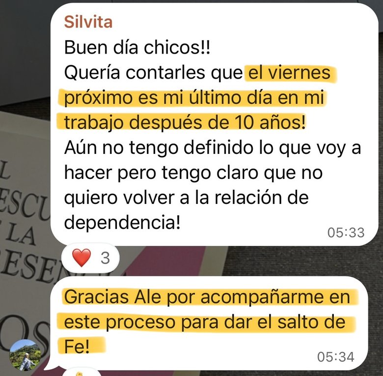 Mensaje de una alumna